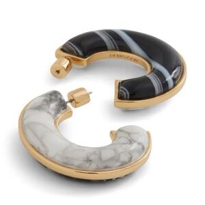 Demarson Bianca Earrings - Black Quartz / White Howlite Stone Reversible